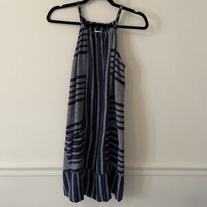 Old Navy Linen Blend Dress‎ Navy Striped Size S Nautical Resort Minimalist Boho